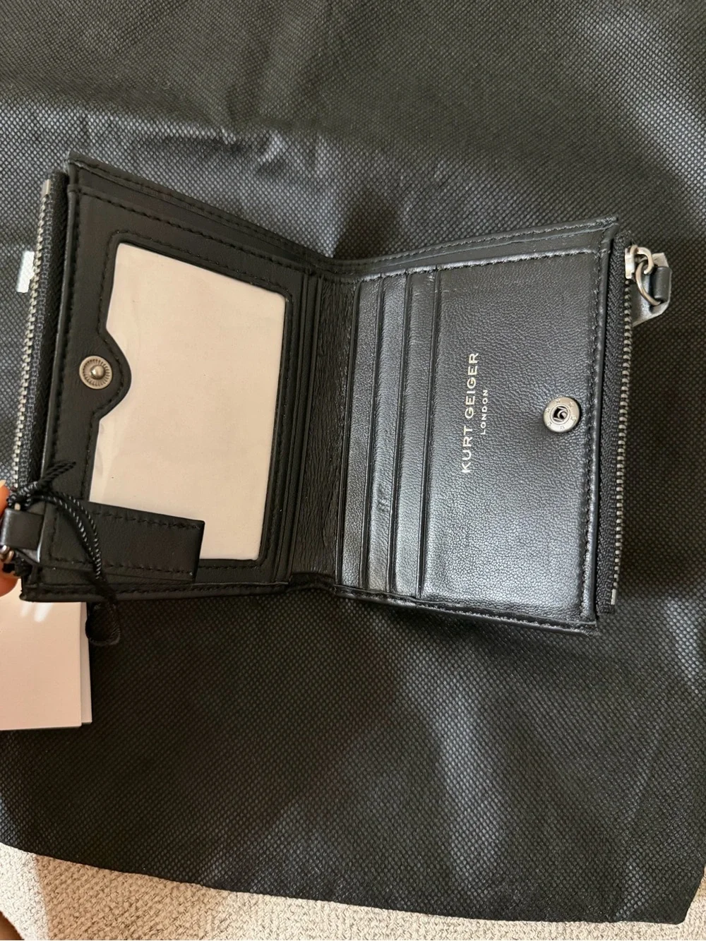 Kurt Geiger Black Quilted Leather Card & Key Holder